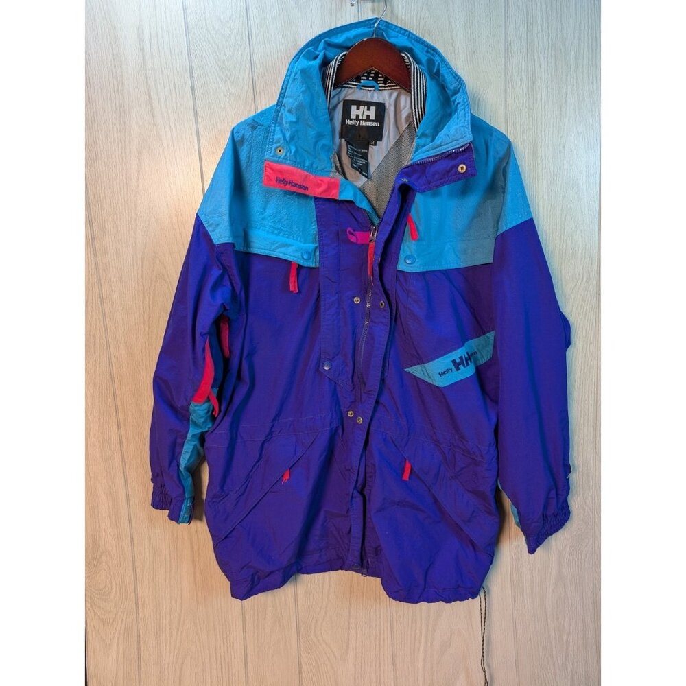Helly Hansen VTG Ski Jacket Equipe Full Zip Mens Medium 90s Snowbaord Parka Flaw
